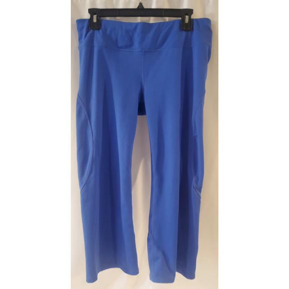 Athleta Womens Size Large Leggings Blue Zip Back Pocket Logo‎ Yoga Workout - Picture 2 of 14